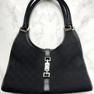 Classic Gucci Black Canvas Shouler Bag
